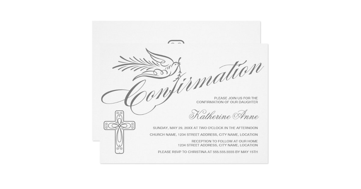 Invitation Croix De Calligraphie Et Confirmation Elegantes De Zazzle Ch