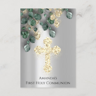 Invitation Croix de la première sainte communion en argent ve