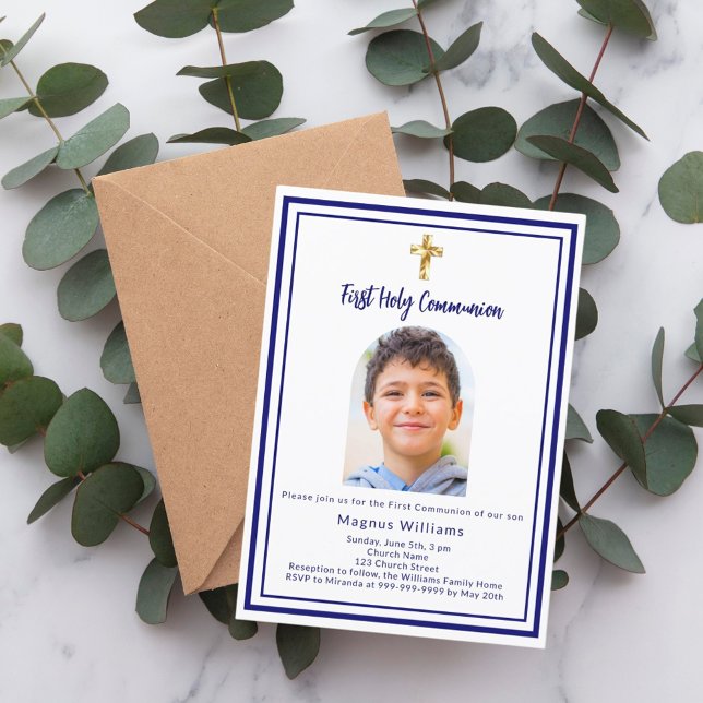 Invitation Croix de l'arc bleu de la marine (Créateur téléchargé)