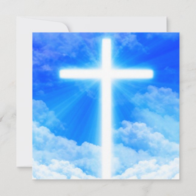 Invitation Croix de lumière Jésus-Christ chrétien personnalis (Devant)