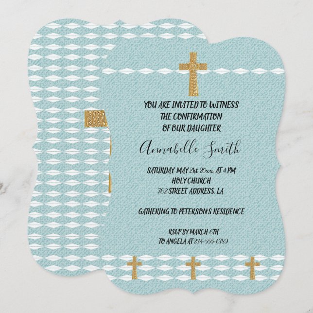 Invitation Croix de lumière Jésus Christ CONFIRMATION (Devant / Derrière)