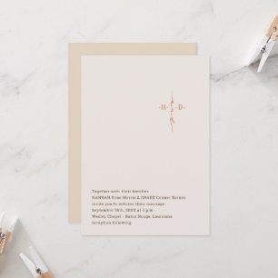 Invitation Croix de monogramme calligraphié pour mariage chré
