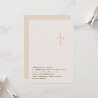 Invitation Croix de monogramme calligraphié pour mariage chré