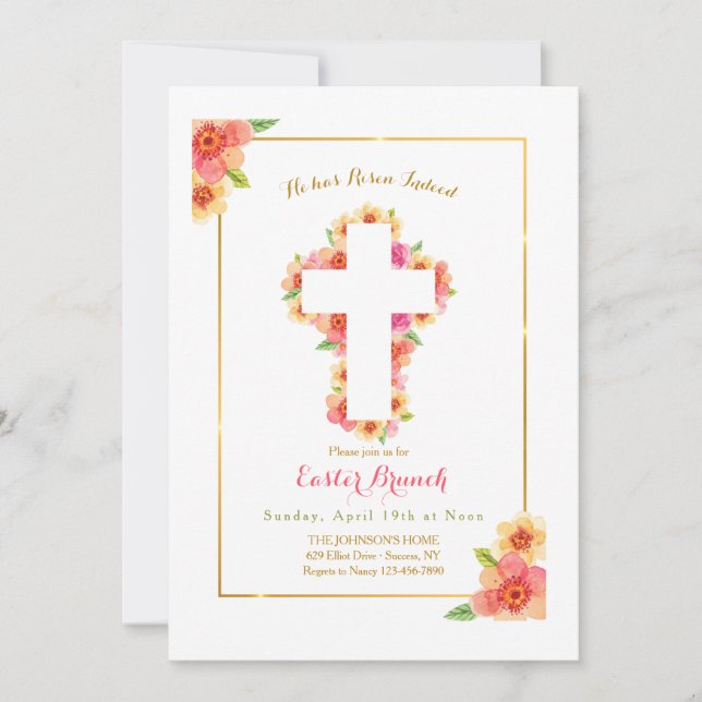 Invitation Croix de Pâques (Devant)