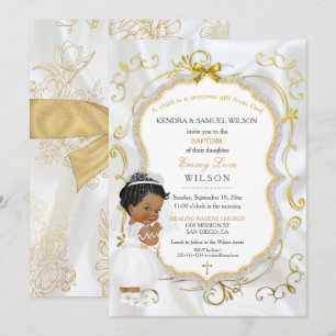 Invitation Croix d'or de la communion Baptême de la petite fi
