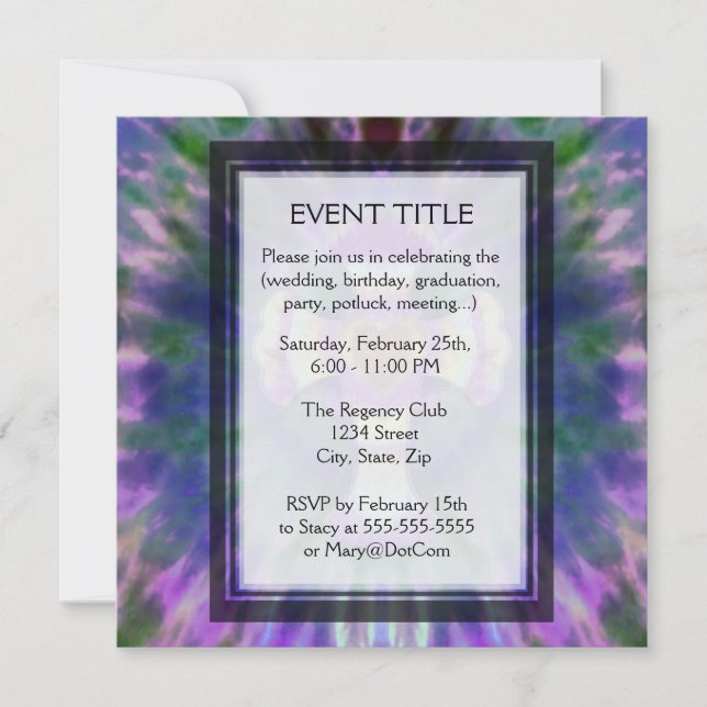 Invitation Croix du Tee avec Centre du Coeur en bleu violet (Devant)