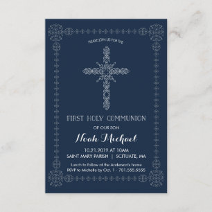 Invitation Croix élégante de la première communion
