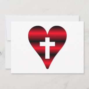 Invitation Croix et cœur #3 (Croix à l'intérieur d'un cœur ro