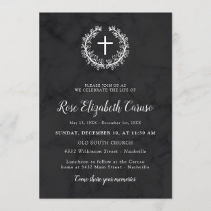 Invitation Croix et guirlande - célébration de la vie