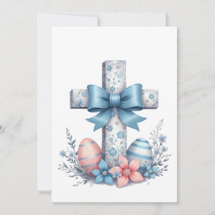 Invitation Croix Florale Coquette Jésus Nœud Christianisme Re