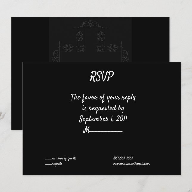 Invitation Croix Grise Foncé Élégant Goth Mariage RSVP (Devant / Derrière)
