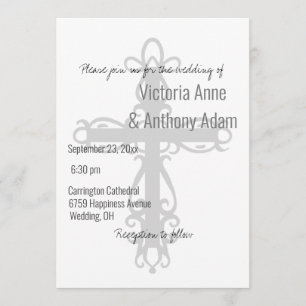 Invitation Croix religieuse Élégant chrétien Simple Mariage