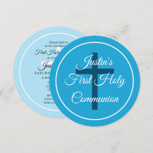 Invitation Croix religieuse pour première communion de garçon