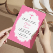 Croix rose Baby Girl Baptism Christening