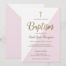 Croix rose blanche or moderne Baby Girl Baptism
