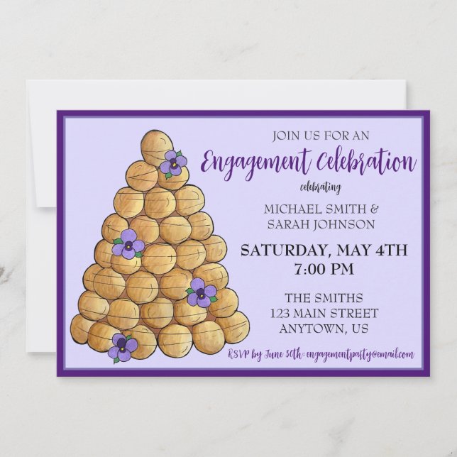 Invitation Croquembouche France Mariage Fête de l'engagement (Devant)