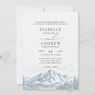 Invitation Croquis de paysage de montagne pour mariage