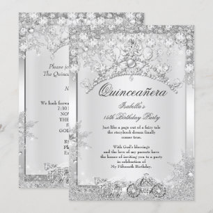 Invitation Croquis en argent Quinceanera 15e Carriage d'hiver