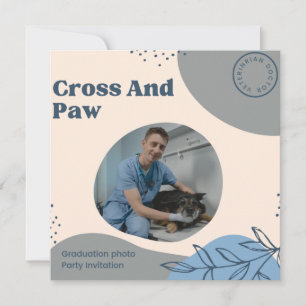 Invitation Cross and Paw Veterinarian Photo Graduation Party