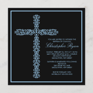 Invitation Cross Baptism Christening Boy Baptism Inviation