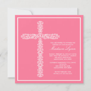 Invitation Cross Baptism Christening Girl'innovation Baptême