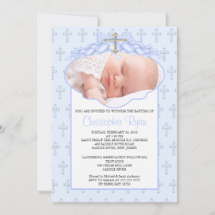 Invitation Cross & Hearts Photo Baptism Inviation