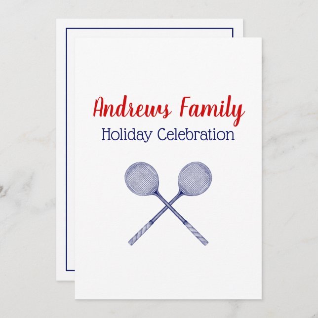 Invitation Crossed Squash Racquets Blue (Devant / Derrière)