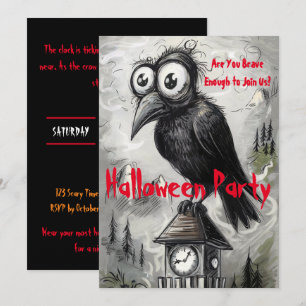 Invitation Crow noir gothique et tour Éffrayant Halloween Par