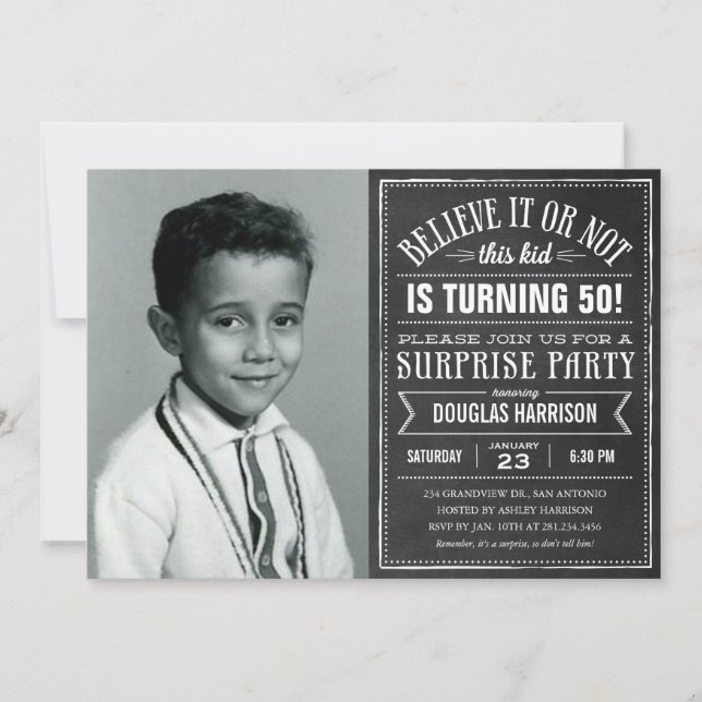 Invitation Croyez-le Vieux Photo Anniversaire Surprise Invita (Devant)