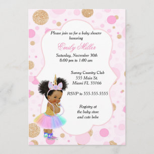 Invitation Cru 2 d'invitation de baby shower de licorne