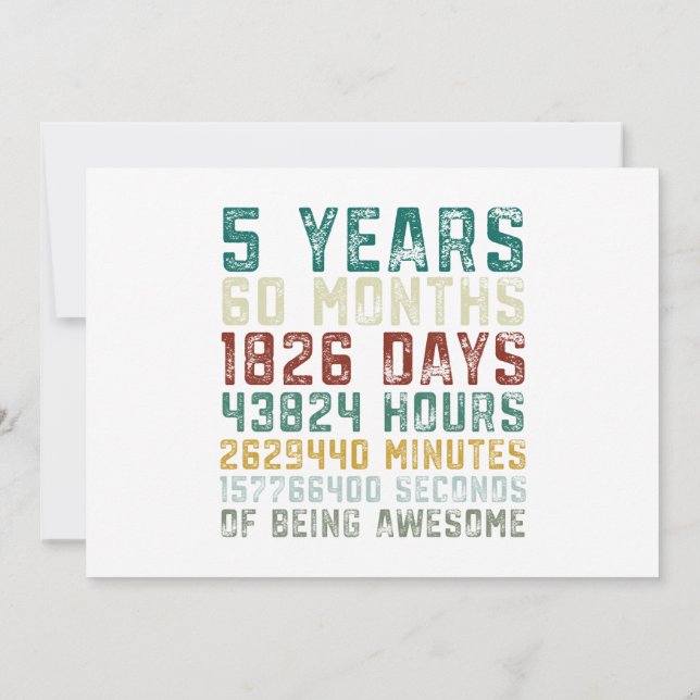 Invitation Cru 5 années de 5ème d'anniversaire anniversaire (Dos)