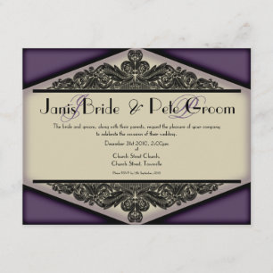 Invitation Cru-décoré d'un monogramme pourpre sombre,