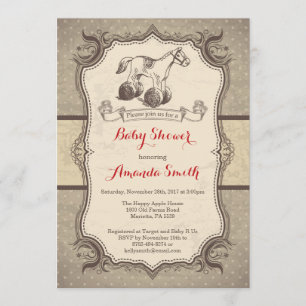 Invitation Cru d'invitation de baby shower de cheval de