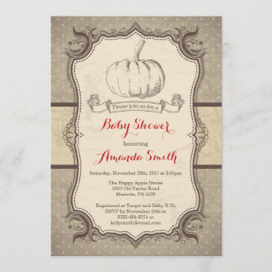 Invitation Cru d'invitation de baby shower de citrouille de