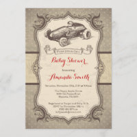 Cru d'invitation de baby shower de voiture de