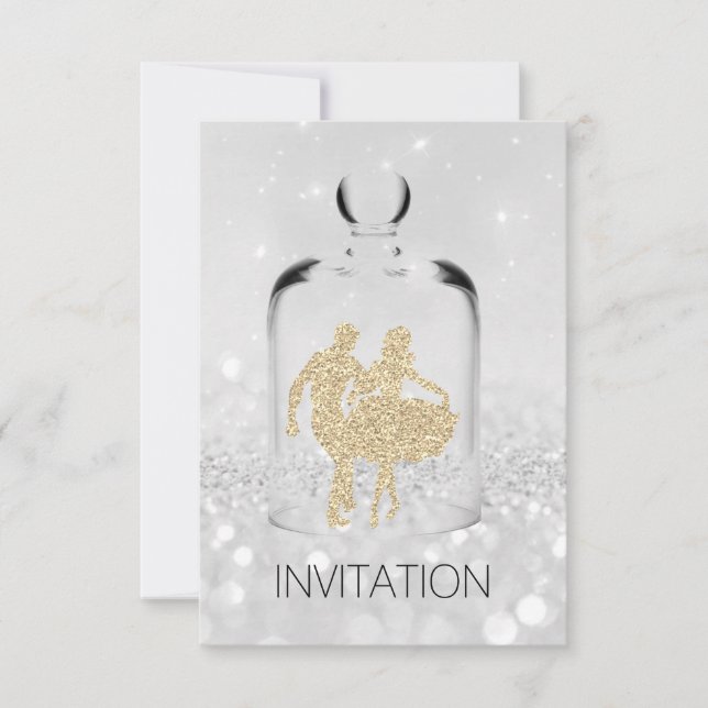 Invitation Crystals HoeDown Country Party Gris Gold Parties s (Devant)