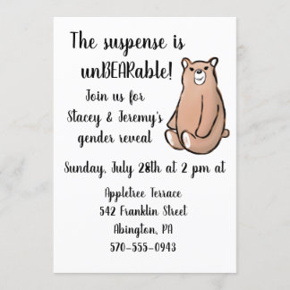 Invitation Cube bear gender révéler l'invitation de la fête