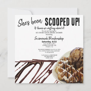 Invitation Cuillère de glace au chocolat sur gaufre pour ente
