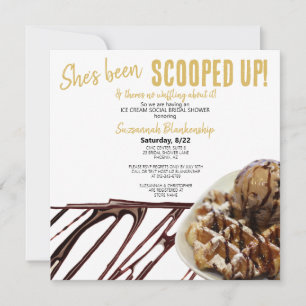 Invitation Cuillère de glace au chocolat sur un gaufre pour u