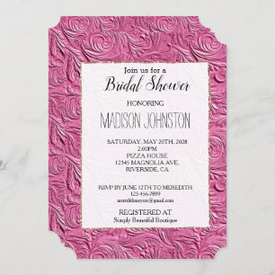 Invitation Cuir Chic Rose Faux