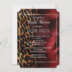 Invitation Cuir de vache noir or rouge