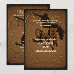 Invitation Cuir Western Wild West Cowboy UN 1ER Anniversaire