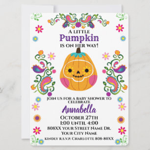Invitation Cuire sucre crâne Citrouille Halloween Baby shower