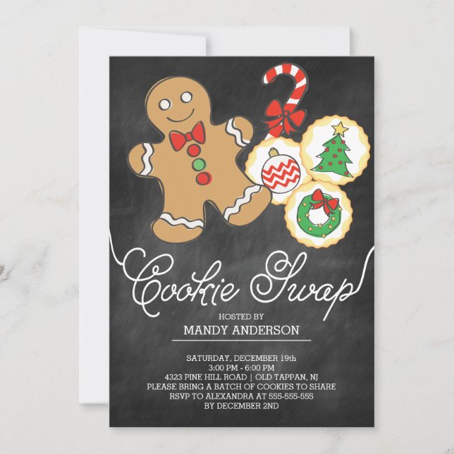 Invitation Cuisine Chalkboard Holiday Cookie Swap (Devant)