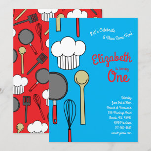Invitation Cuisine Chef Cuisine Enfants 1er anniversaire