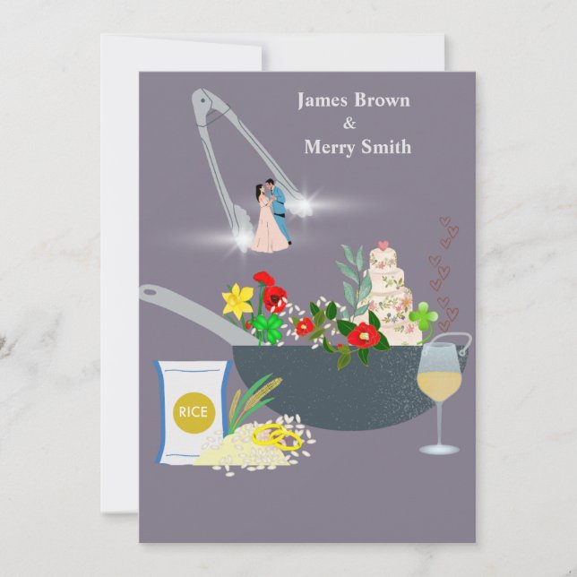 Invitation Cuisine délicieuse cérémonie de Mariage d'amour (Devant)