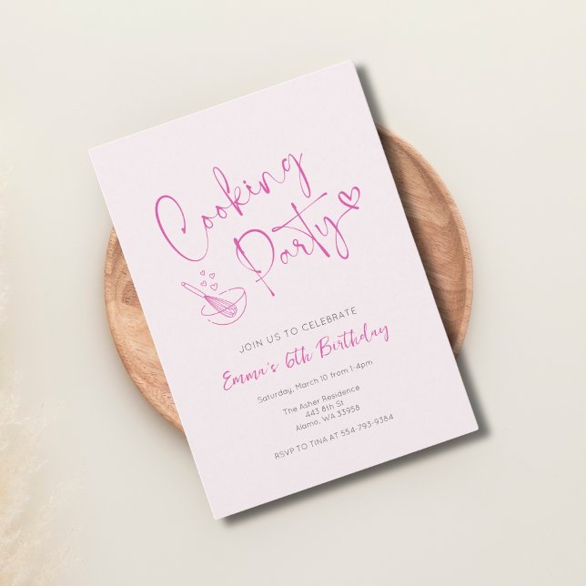 Invitation Cuisine Enfants roses Anniversaire Modèle d'invita (Créateur téléchargé)