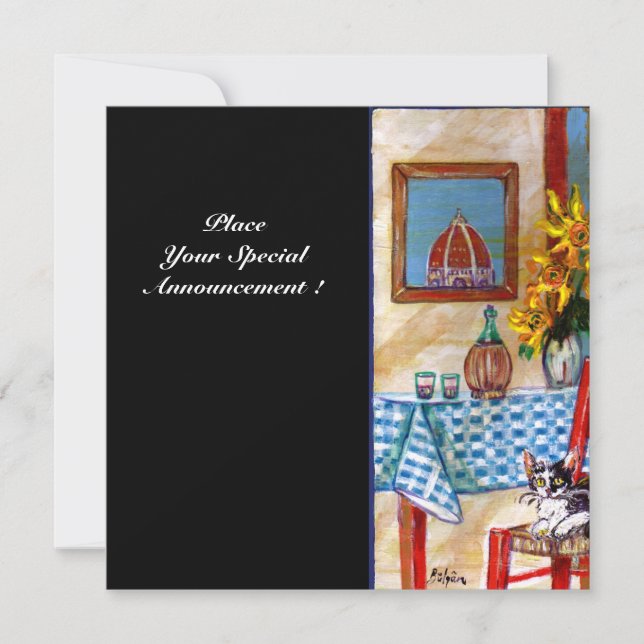 Invitation CUISINE ITALIENNE À FLORENCE, Rouge Bleu,Blanc,Noi (Devant)