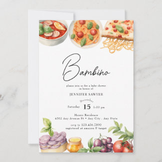 Invitation Cuisine italienne | Baby shower aquarelle