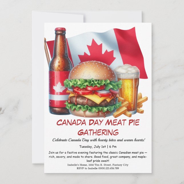 Invitation Cuisine jardin avec hamburgers et bières | Fête du (Devant)